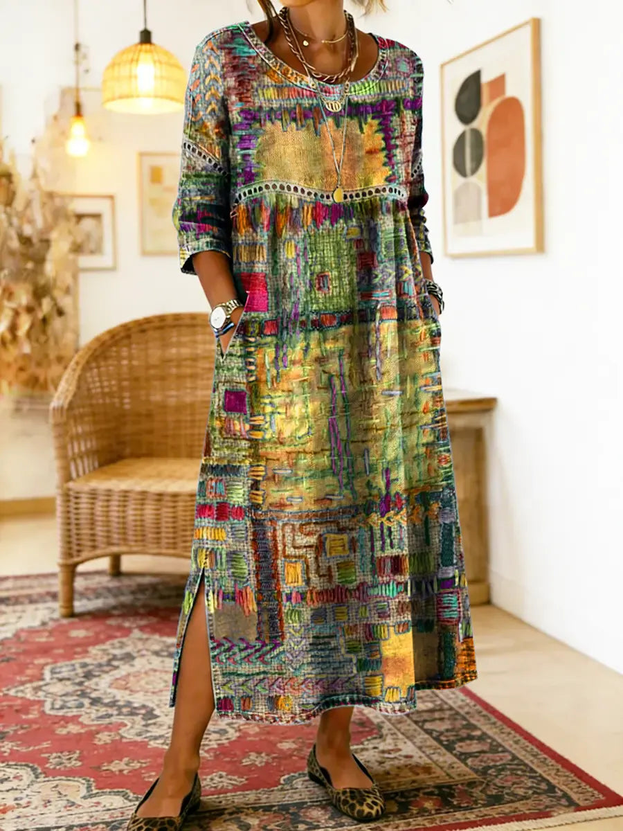 Geneva | Flared Artistic Midi Dress