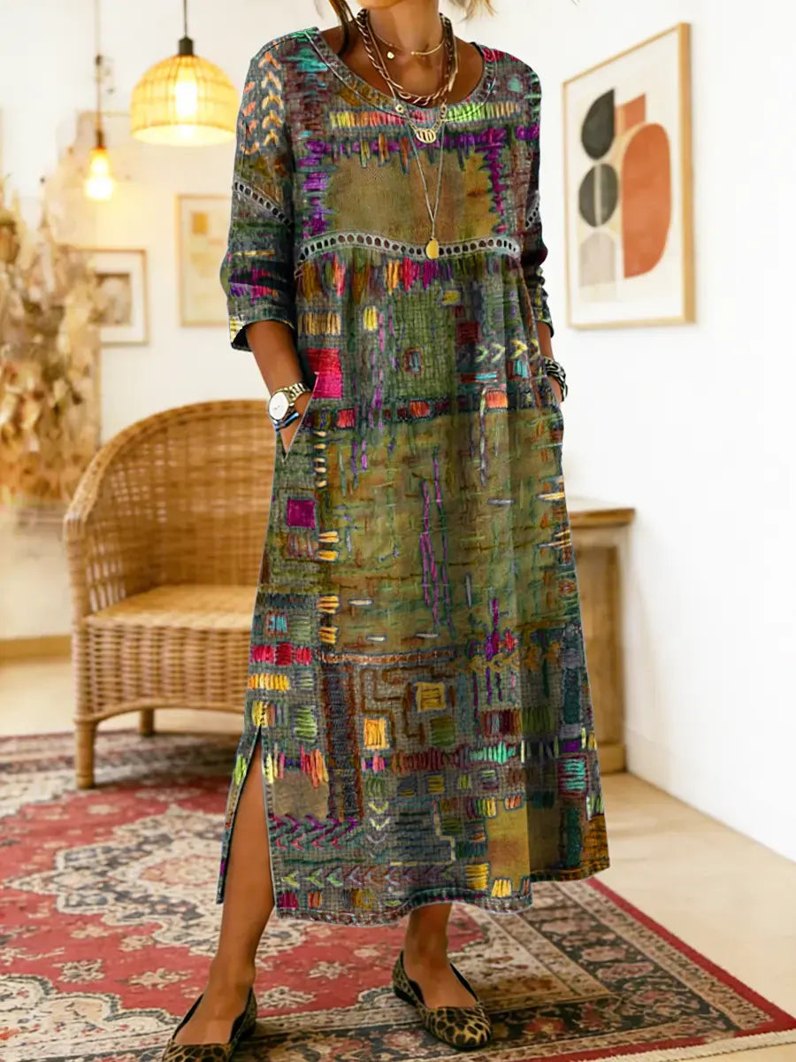 Geneva | Flared Artistic Midi Dress