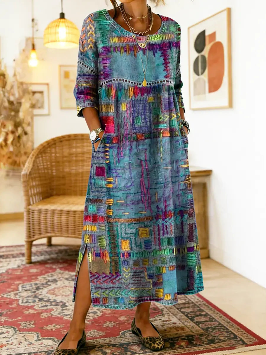 Geneva | Flared Artistic Midi Dress