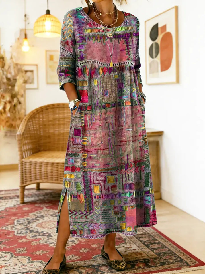 Geneva | Flared Artistic Midi Dress