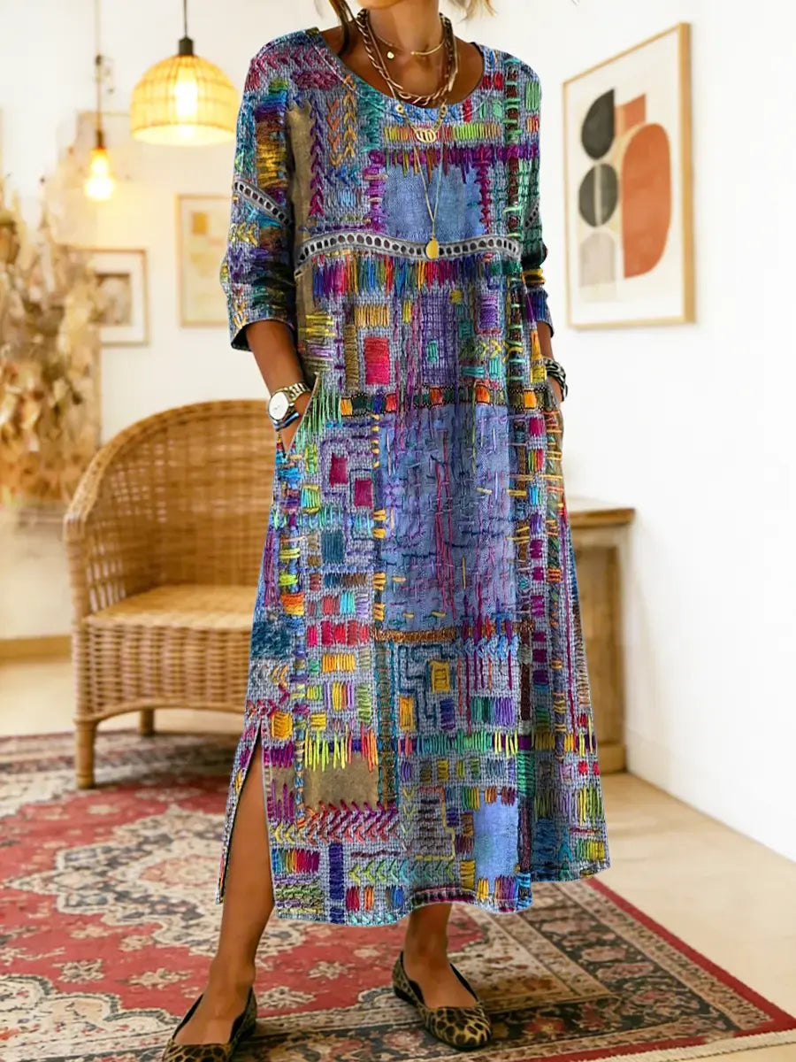 Geneva | Flared Artistic Midi Dress