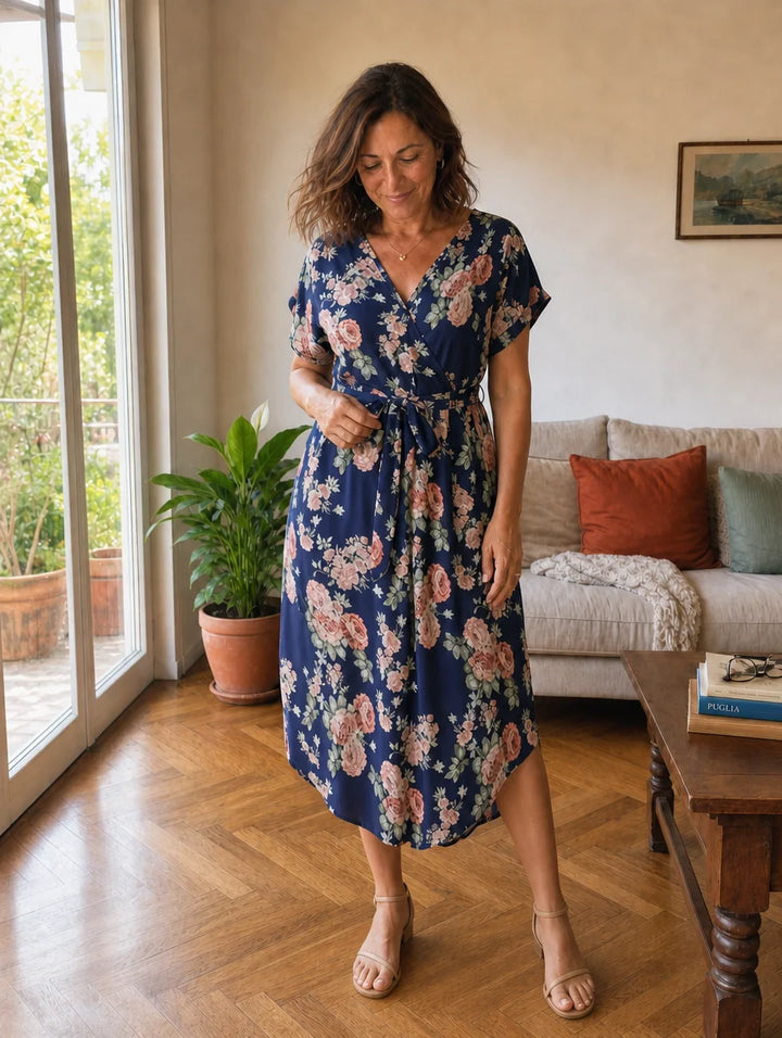 Rosalba | Floral Midi Dress with Bow