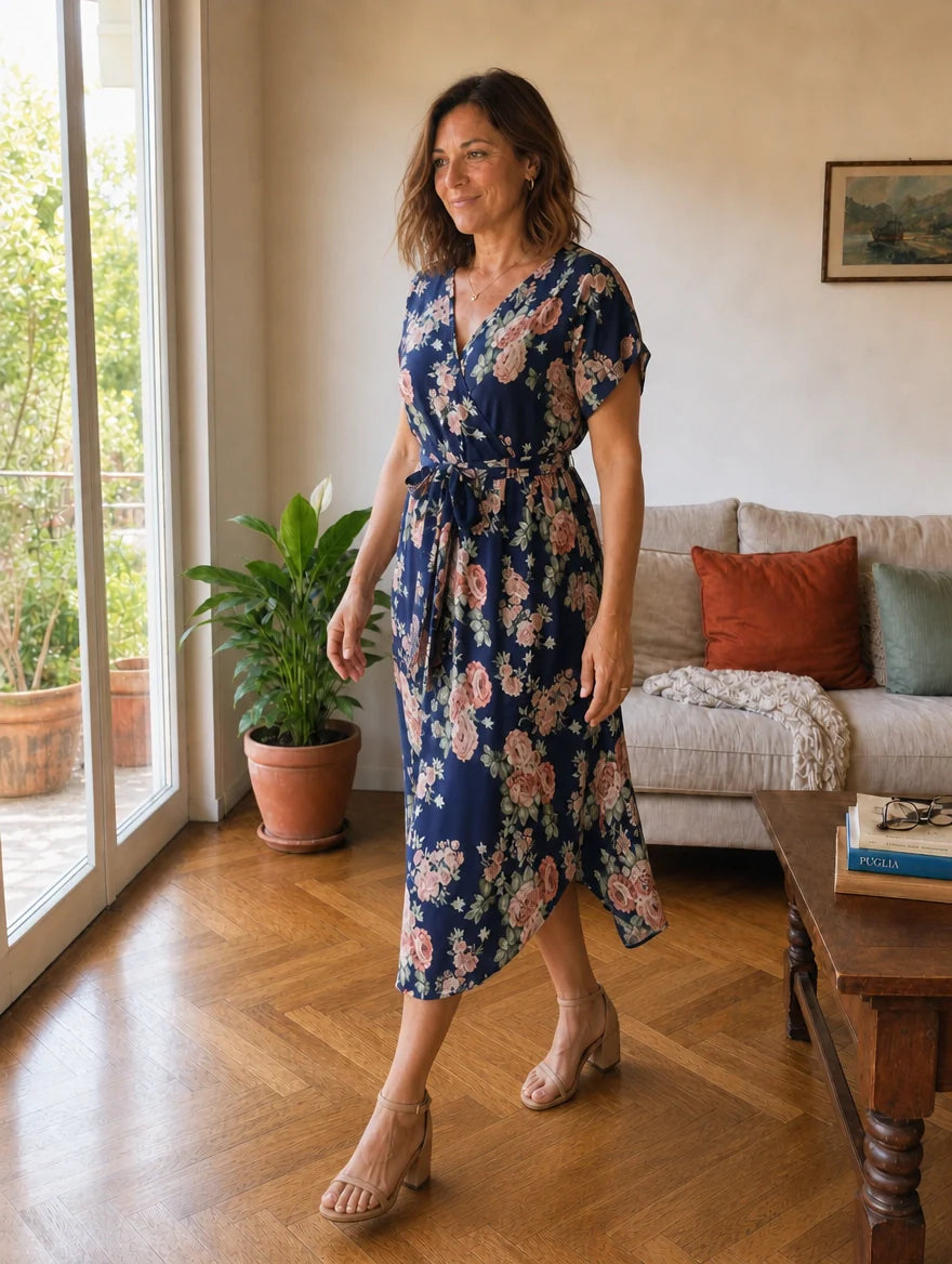 Rosalba | Floral Midi Dress with Bow