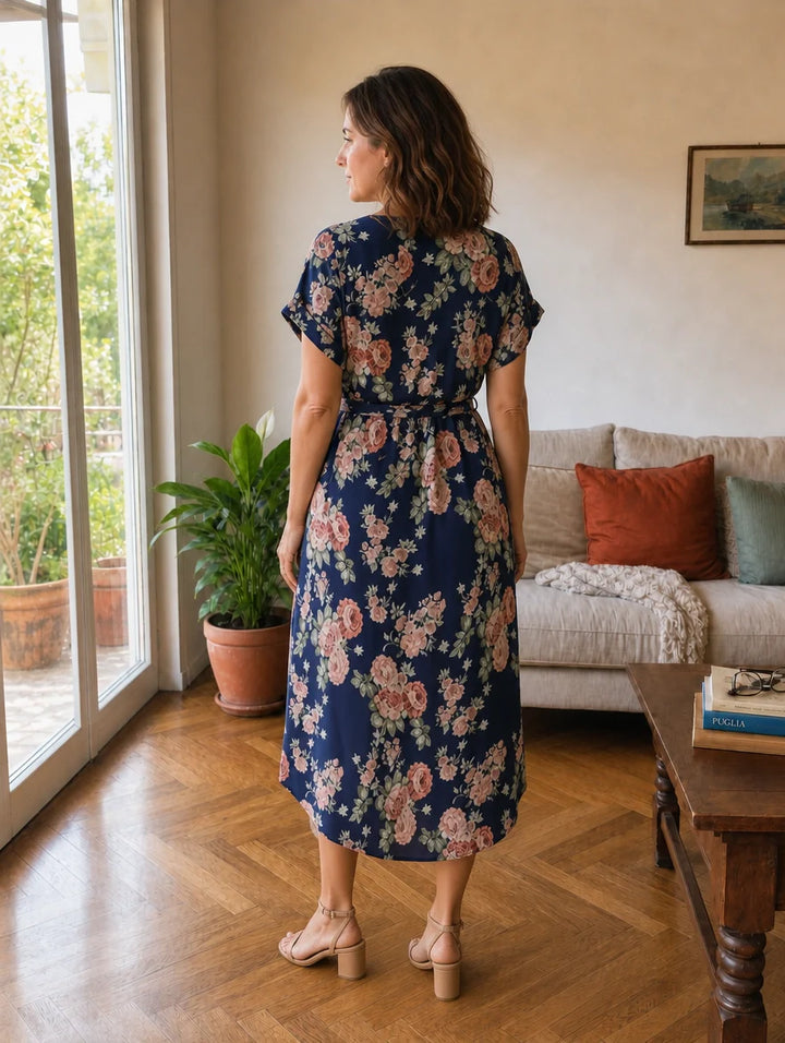 Rosalba | Floral Midi Dress with Bow