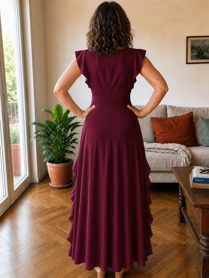 Valentina | Long Wrap Dress with Ruffles