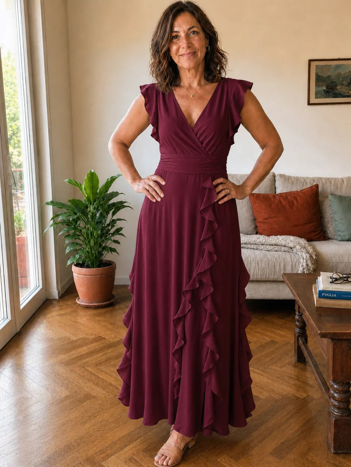 Valentina | Long Wrap Dress with Ruffles