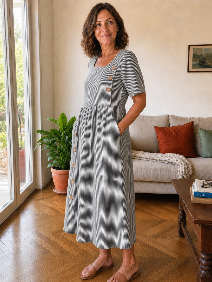 Stella | Striped Midi Dress
