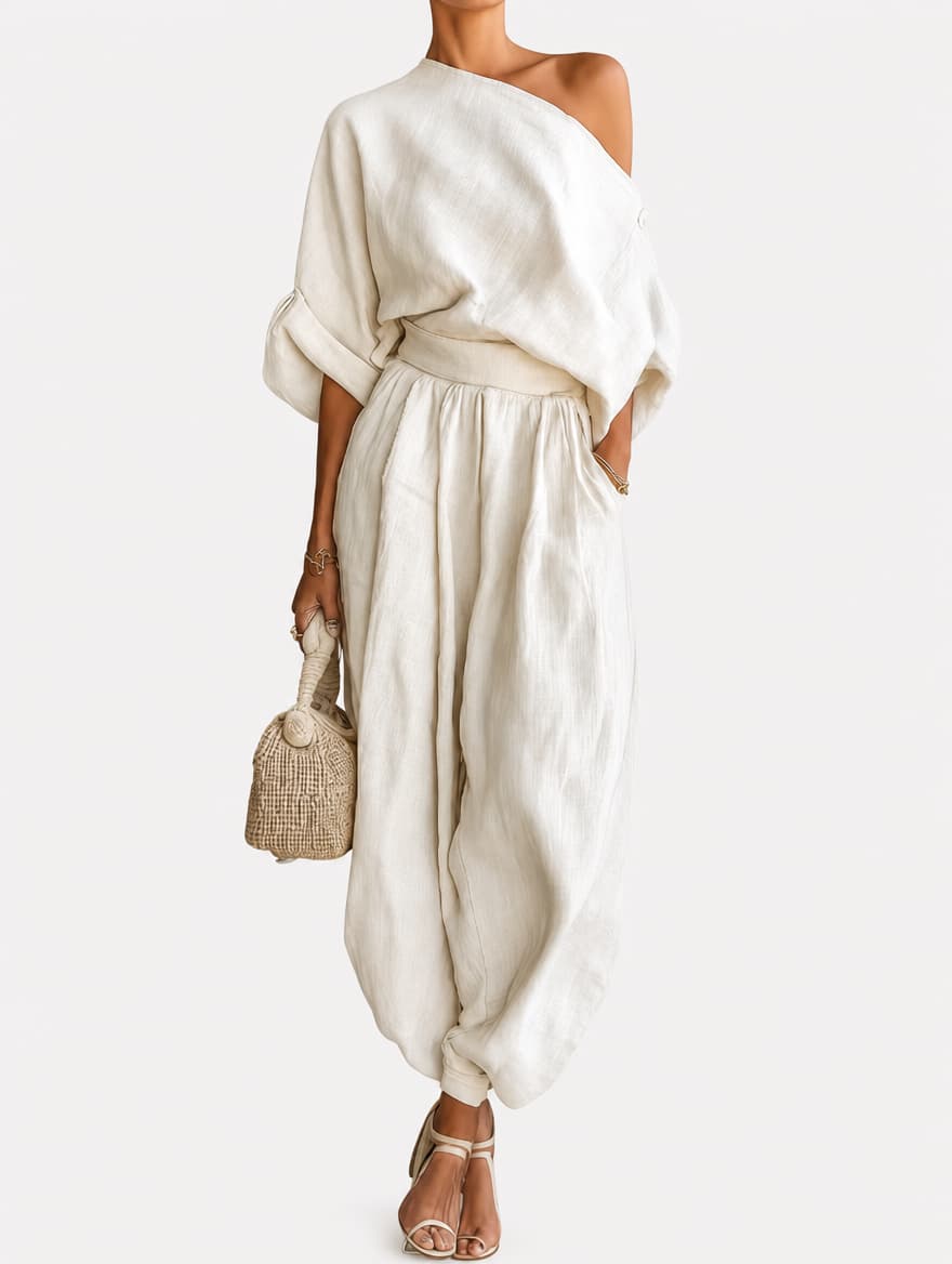 Eleonora | Elegant One-Shoulder Two-Piece Set