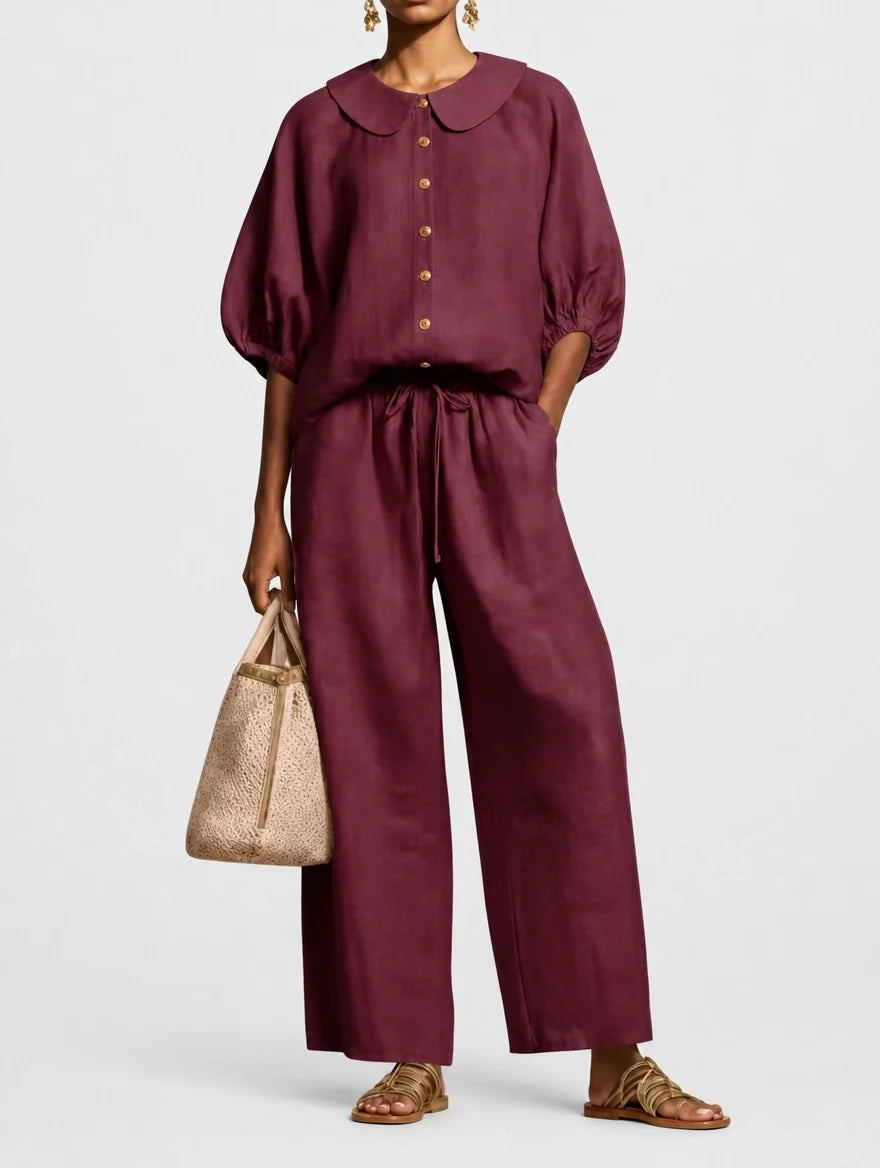 Matilde | Complete Palazzo Set with Round Collar