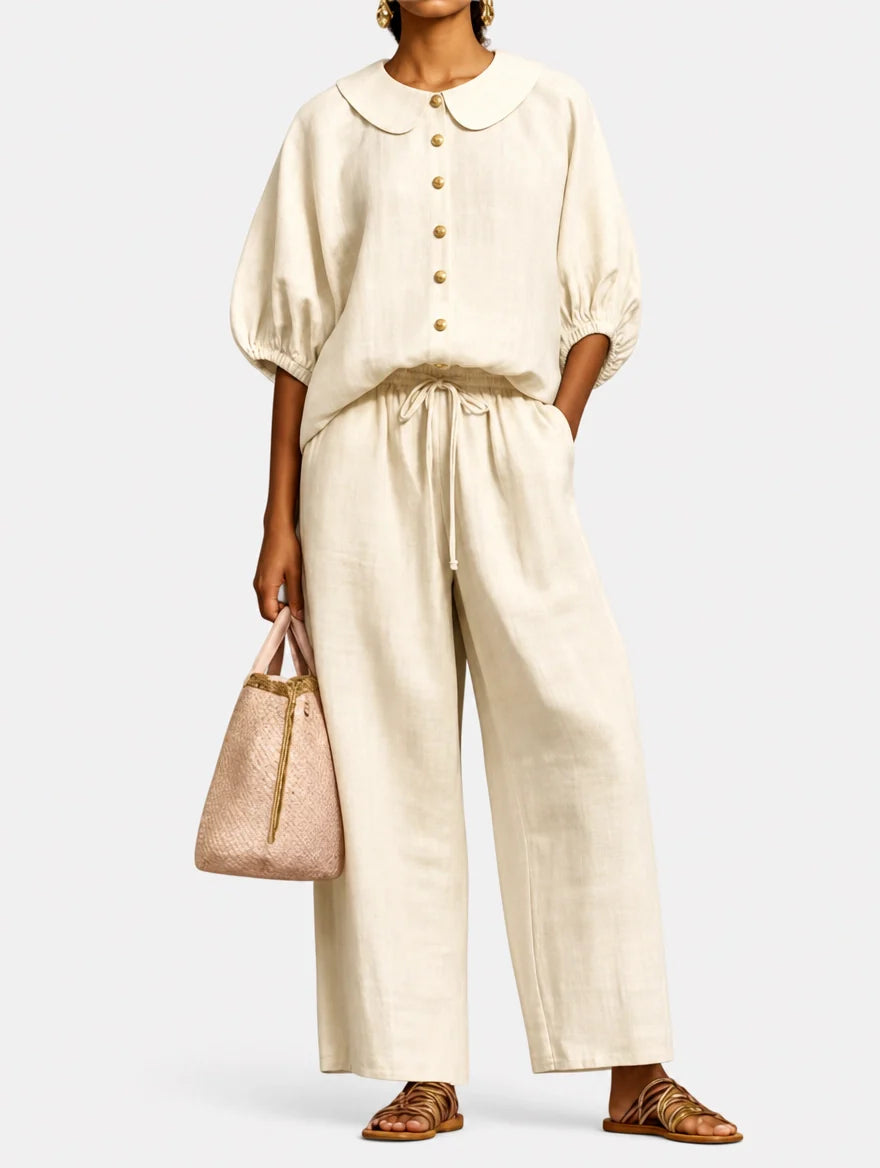 Matilde | Complete Palazzo Set with Round Collar