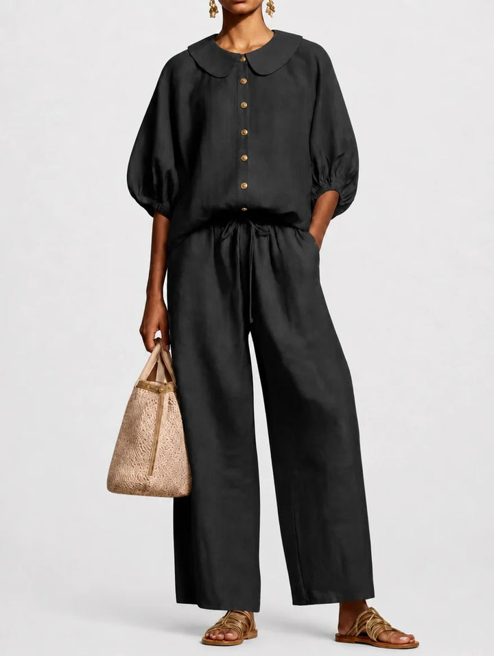 Matilde | Complete Palazzo Set with Round Collar