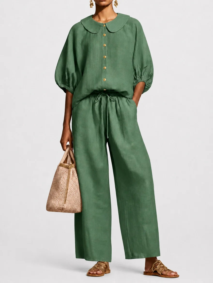Matilde | Complete Palazzo Set with Round Collar