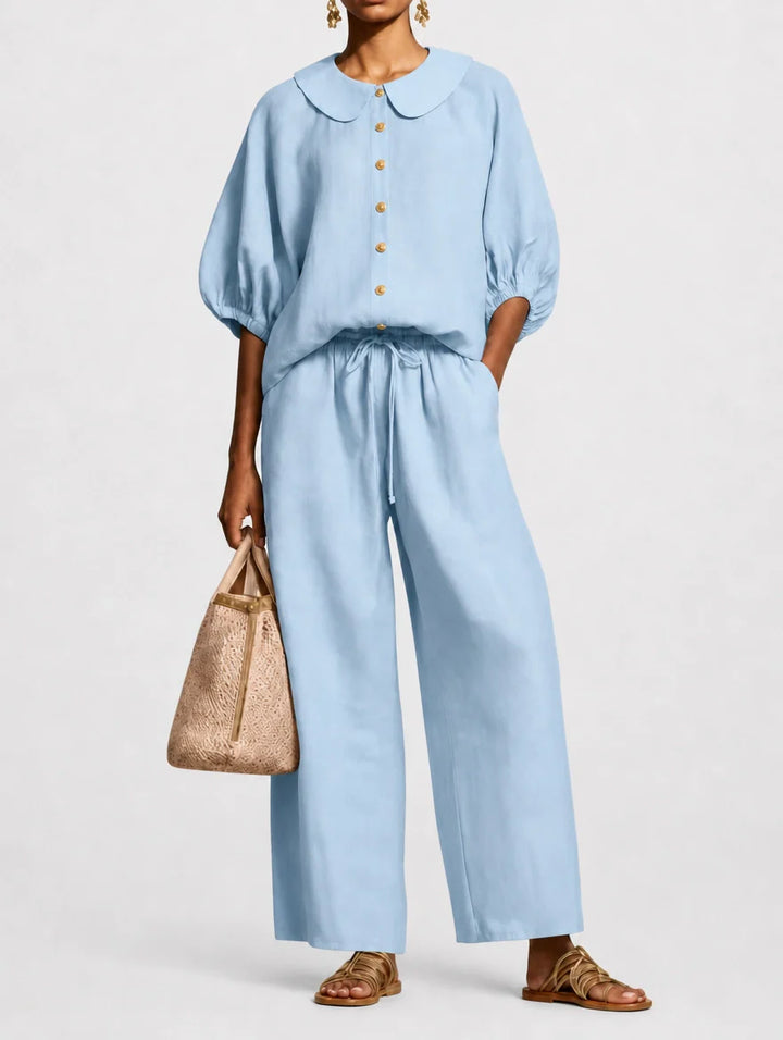 Matilde | Complete Palazzo Set with Round Collar