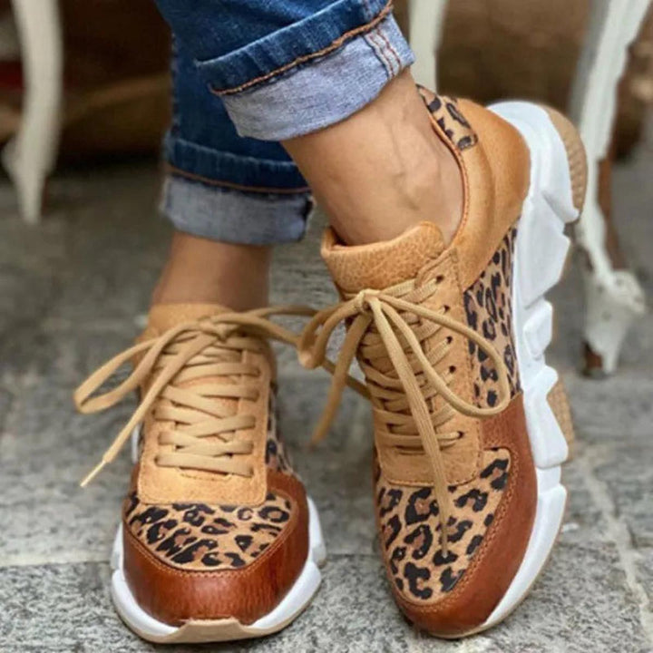 Beaumont | Women's Leopard Print Lace-Up Chunky Low Top Sneakers