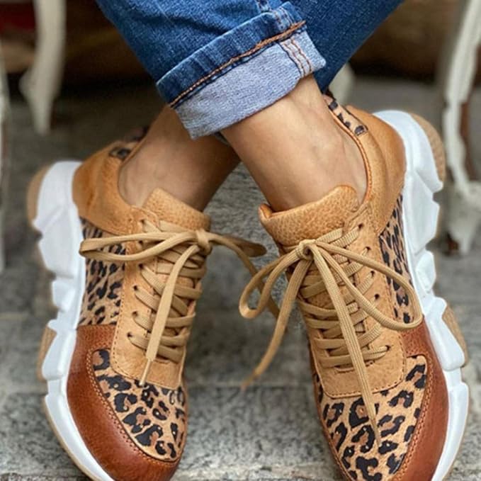 Beaumont | Women's Leopard Print Lace-Up Chunky Low Top Sneakers