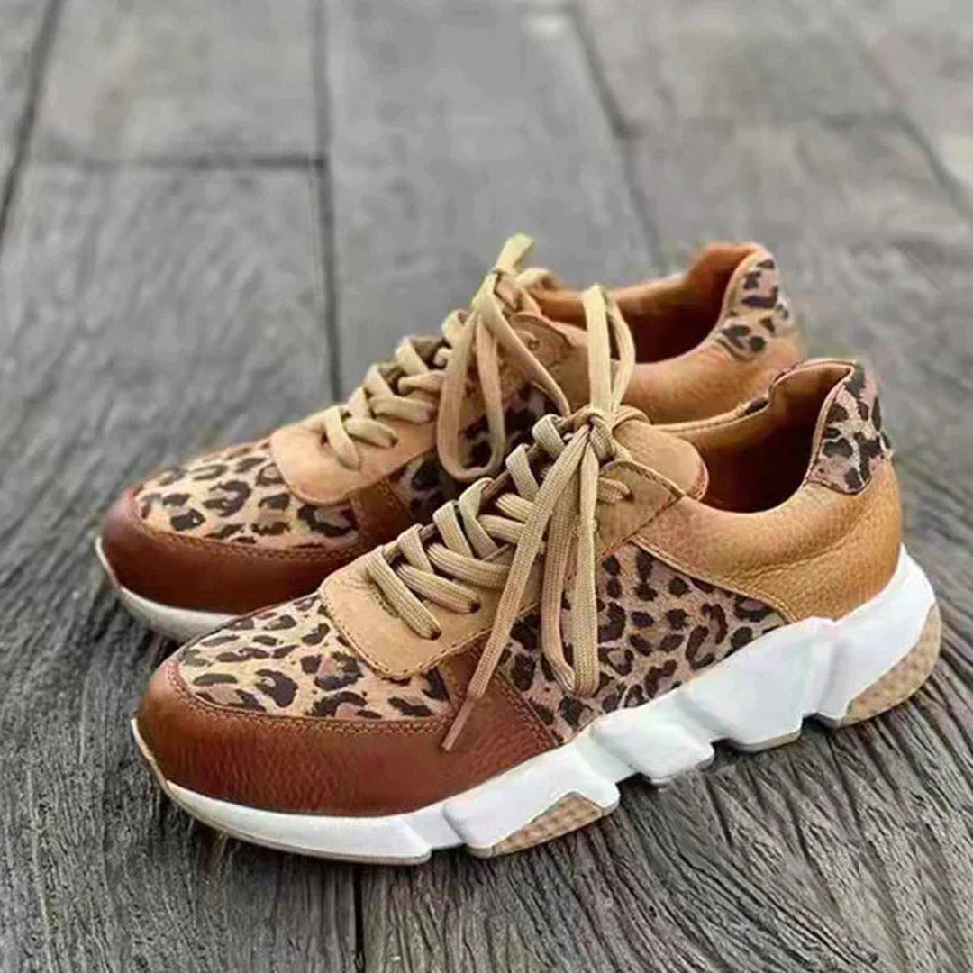 Beaumont | Women's Leopard Print Lace-Up Chunky Low Top Sneakers