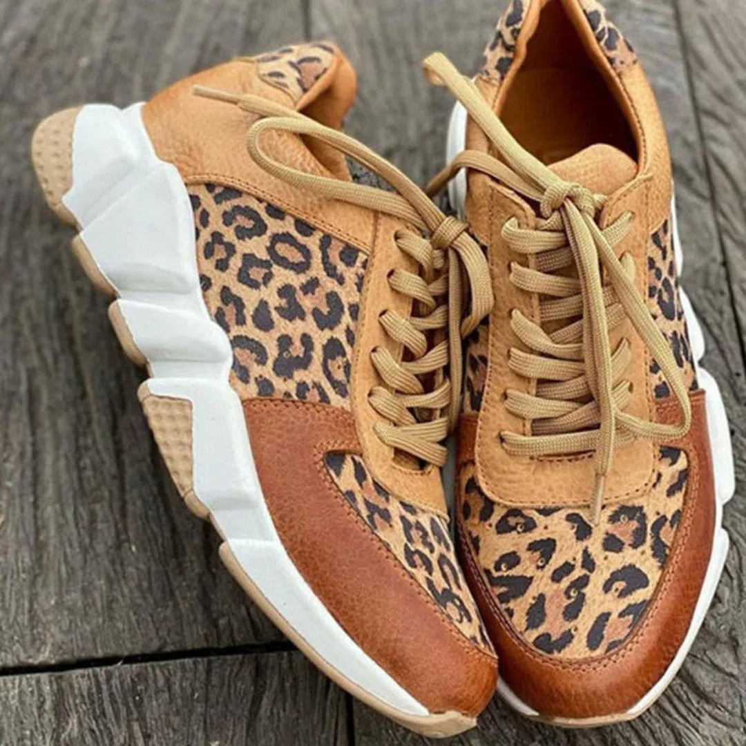 Beaumont | Women's Leopard Print Lace-Up Chunky Low Top Sneakers
