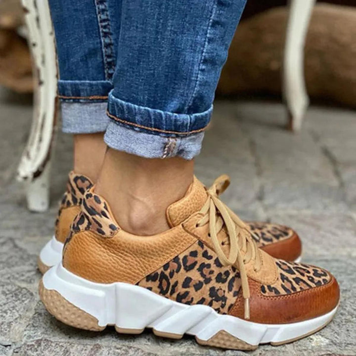 Beaumont | Women's Leopard Print Lace-Up Chunky Low Top Sneakers